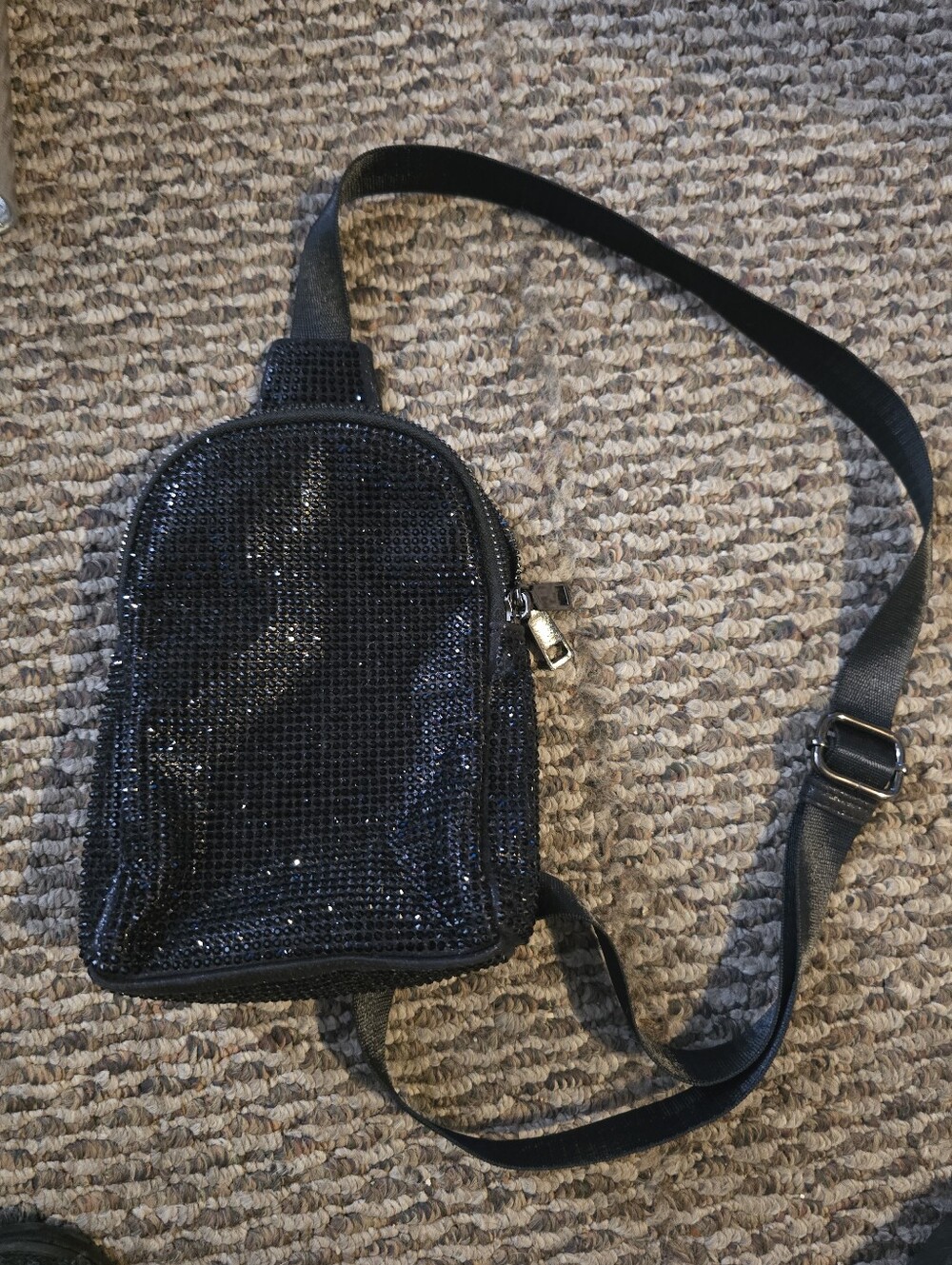 Black Sequin Crossbody Bag – Sleek Women’s Shoulder Bag